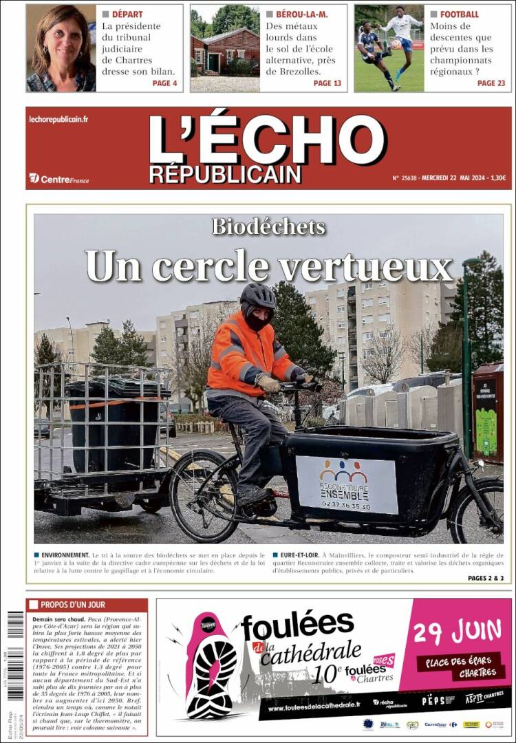 Portada de L'Echo Républicain (Francia)