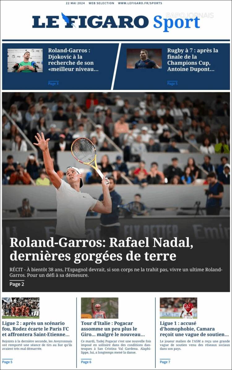 Portada de Le Figaro Sport (Francia)
