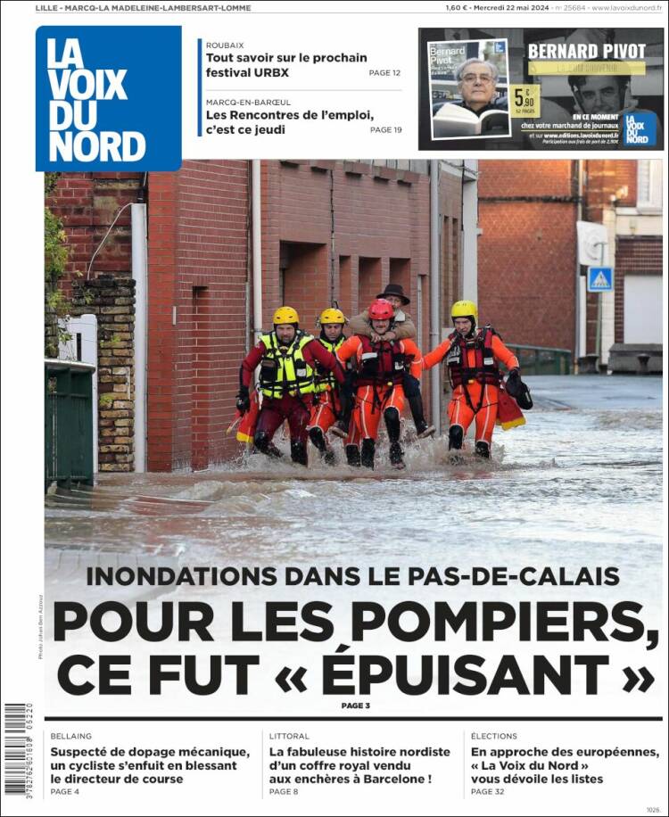 Portada de La Voix du Nord (Francia)