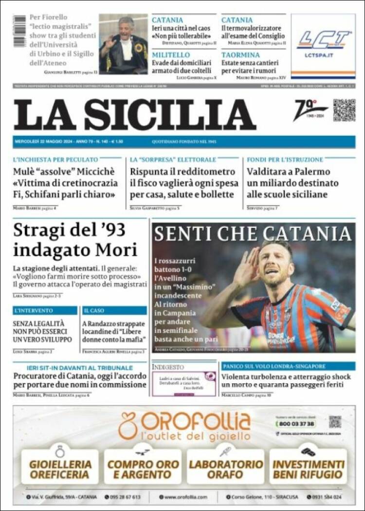 Portada de La Sicilia (Italia)