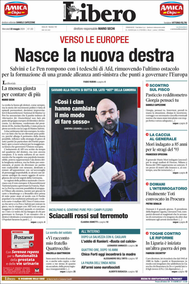 Portada de Libero (Italia)