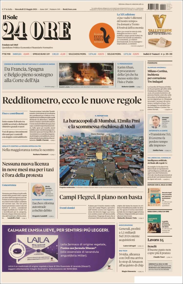 Portada de Il Sole 24 ORE (Italia)