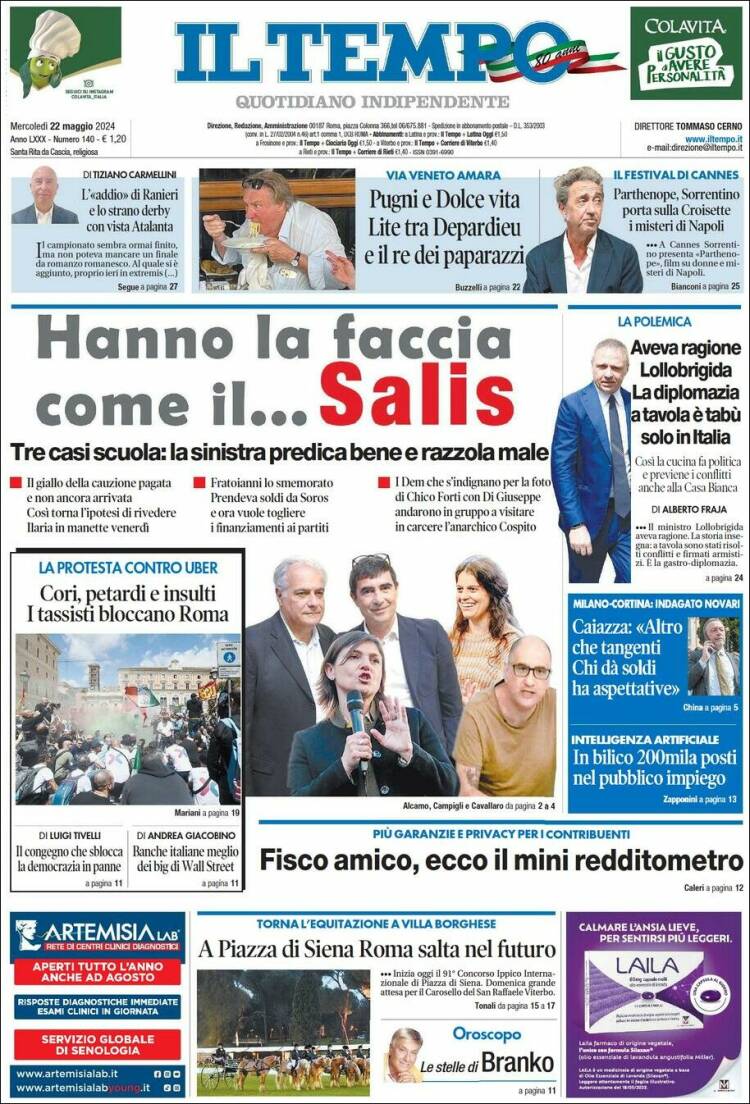 Portada de Il Tempo (Italia)