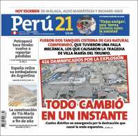 Portada de Perú 21 (Perú)
