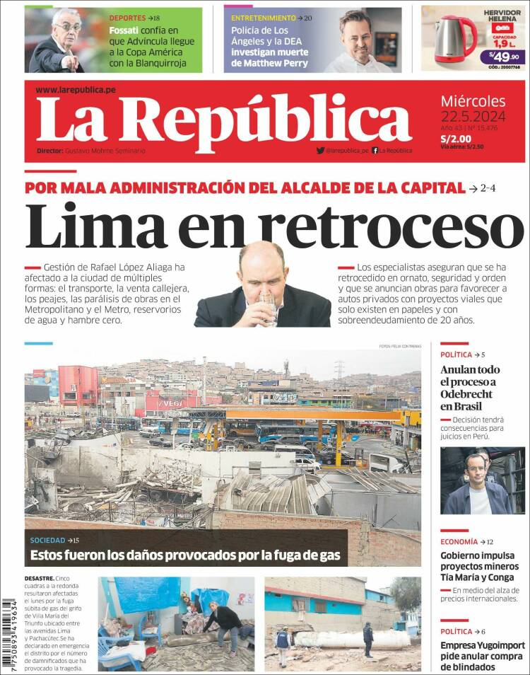 Portada de La Republica (Perú)