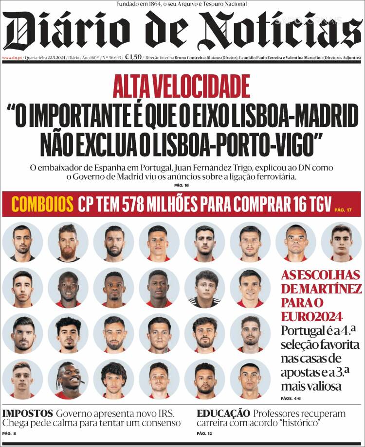 Portada de Diário de Noticias (Portugal)