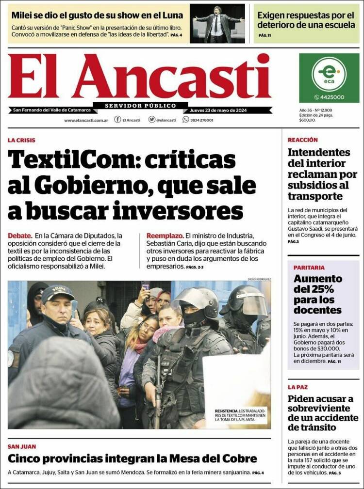 Portada de El Ancasti (Argentina)
