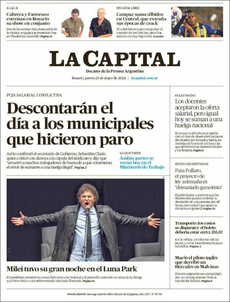 Portada de La Capital - Rosario (Argentina)