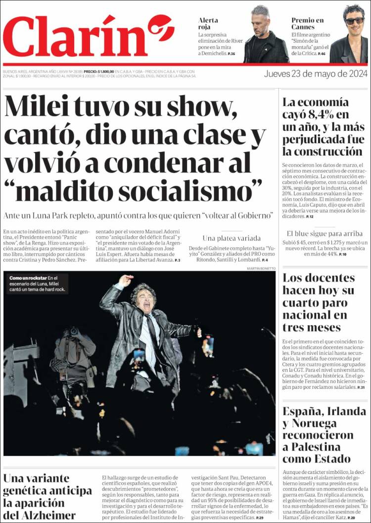 Portada de Clarín (Argentina)