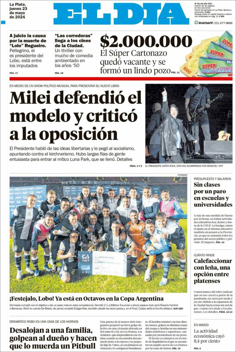 Portada de El Día de la Plata (Argentina)