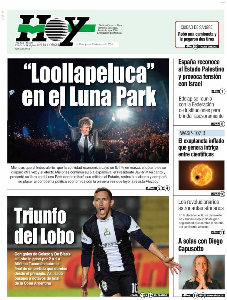 Portada de Diario Hoy (Argentina)
