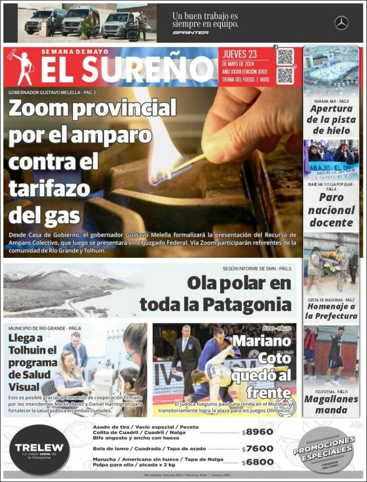 Portada de Diario El Sureño (Argentina)