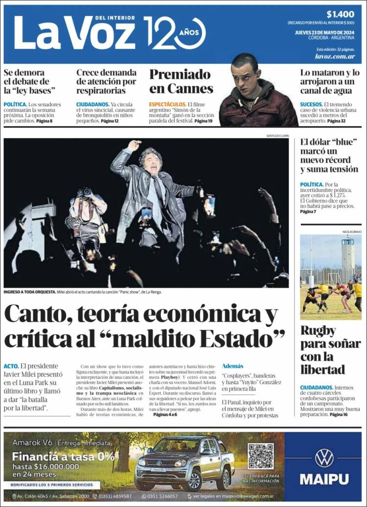 Portada de La Voz del Interior (Argentina)
