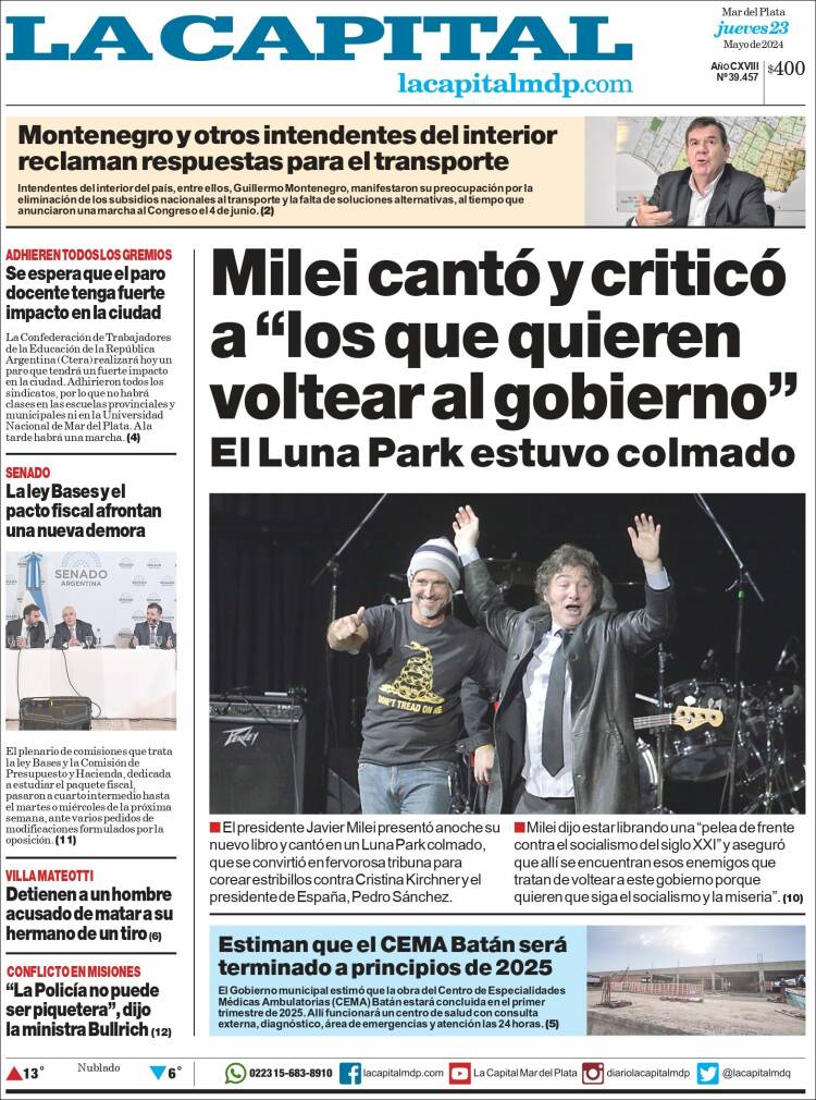 Portada de Diario La Capital - Mar del Plata (Argentina)