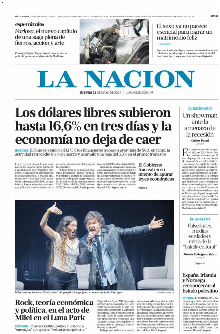 Portada de La Nación (Argentina)