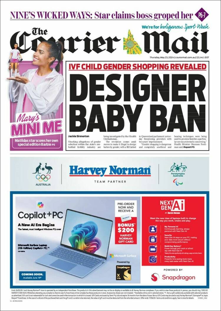 Portada de The Courier-Mail (Australia)