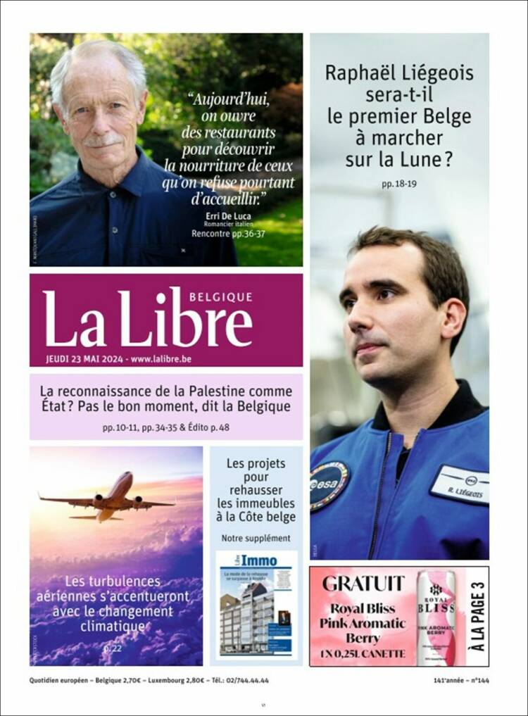 Portada de La Libre.be (B&eacute;lgica)