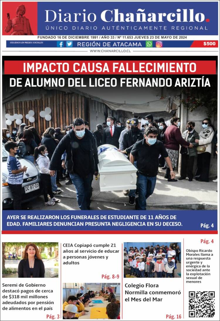 Portada de Diario Chañarcillo (Chile)