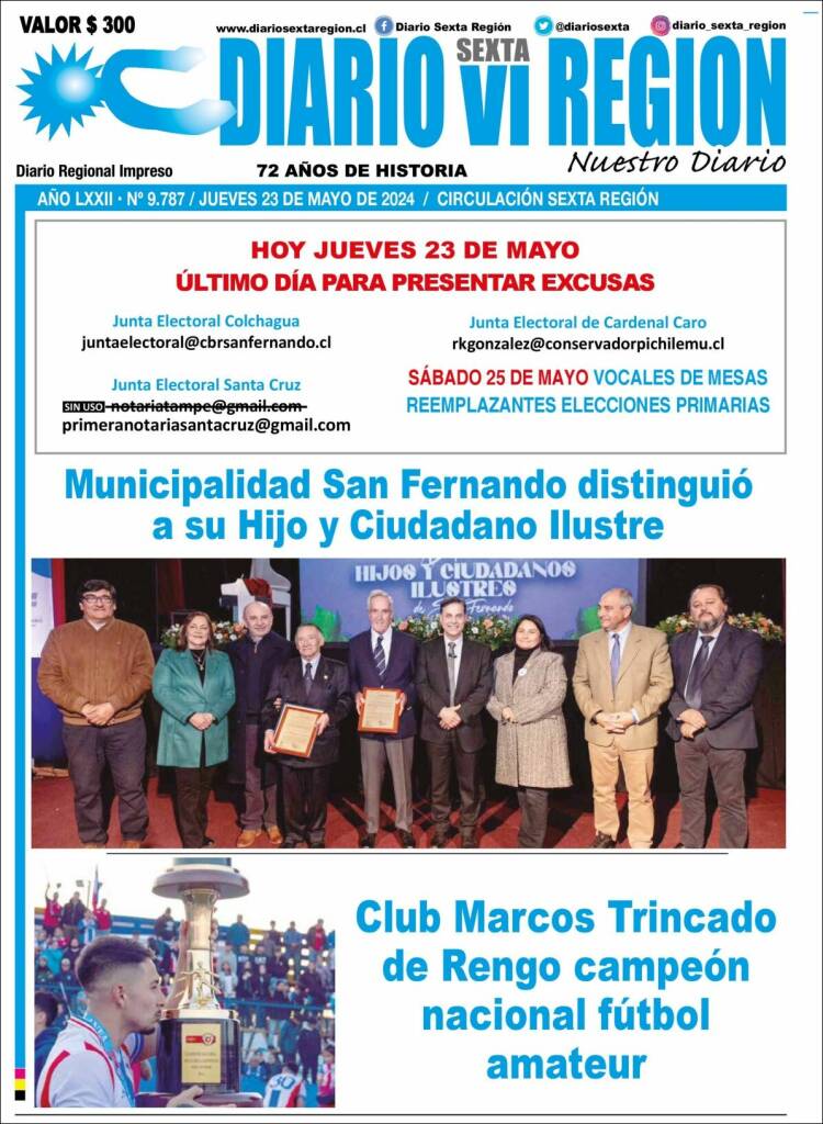 Portada de Diario VI Región (Chile)