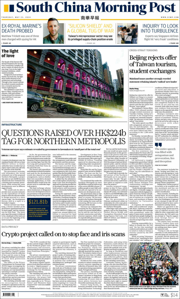 Portada de South China Morning Post (China)