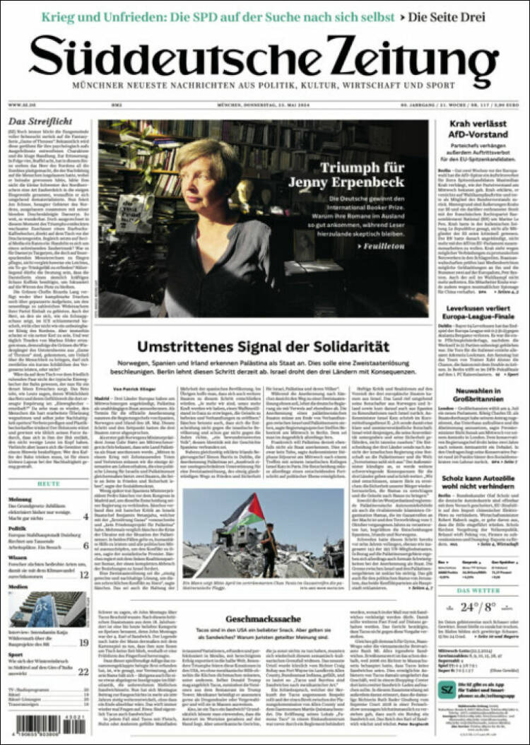 Portada de Sueddeutsche (Alemania)