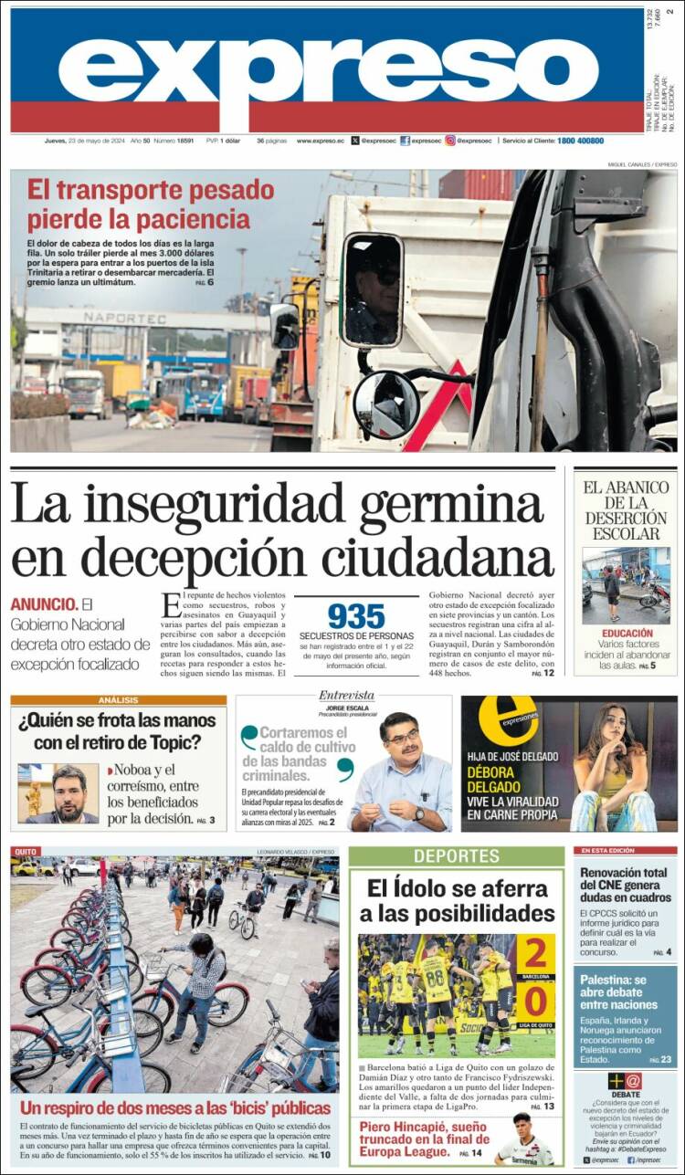 Portada de Expreso (Ecuador)