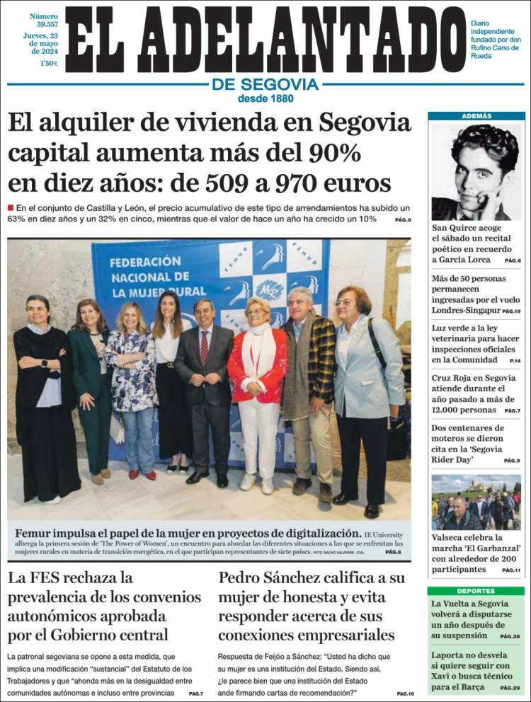 Portada de El Adelantado de Segovia (España)