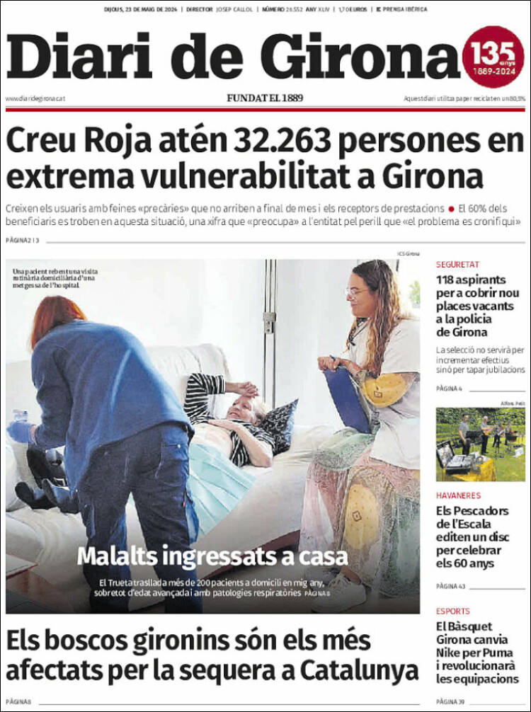 Portada de Diari de Girona (España)