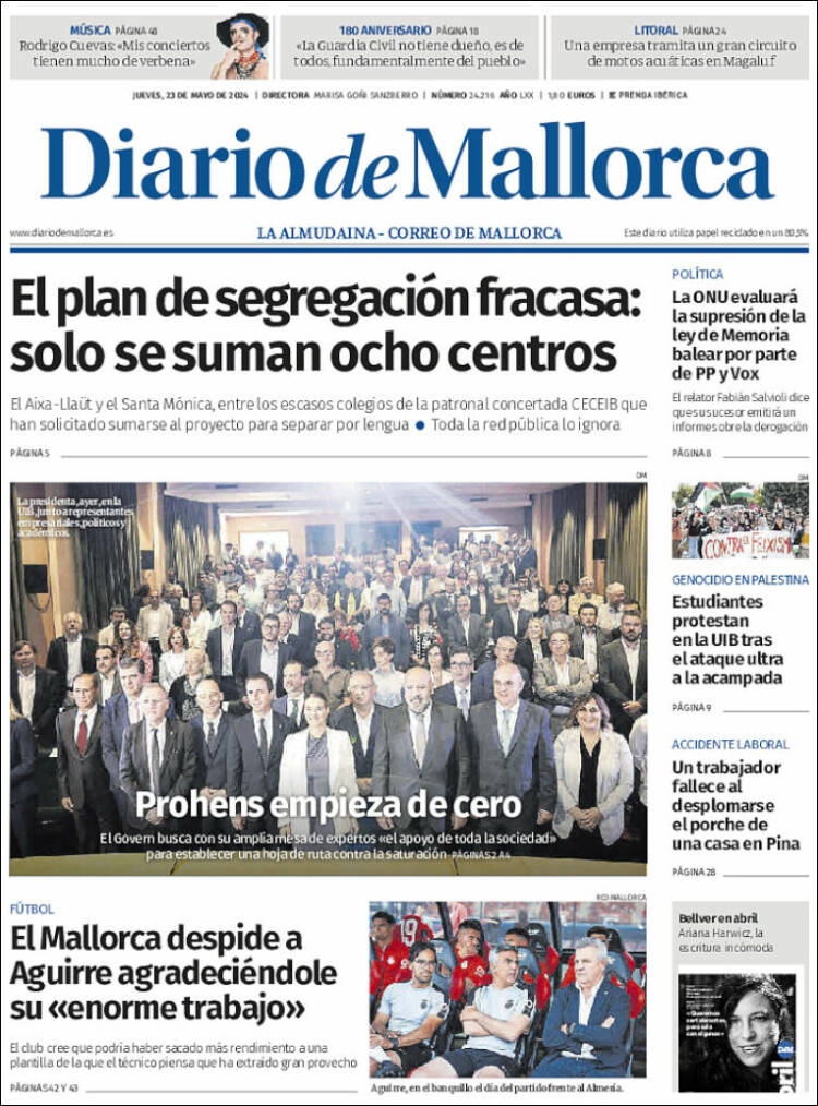 Portada de Diario de Mallorca (España)