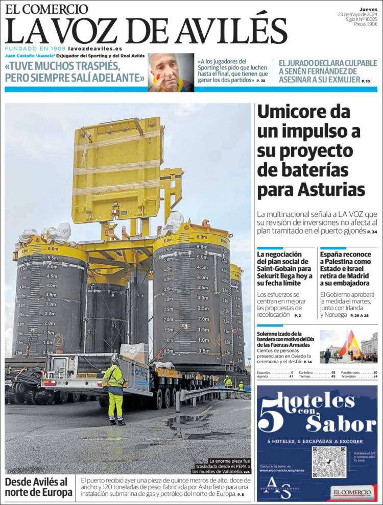 Portada de El Comercio - Avilés (España)