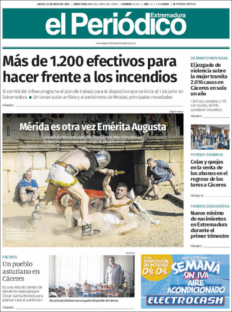 Portada de El Periódico de Extremadura (España)