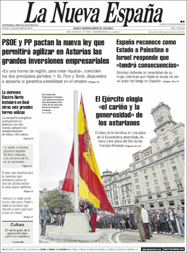 Portada de La Nueva España (España)