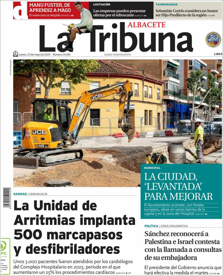 Portada de La Tribuna de Albacete (España)