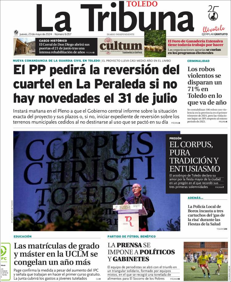 Portada de La Tribuna de Toledo (España)