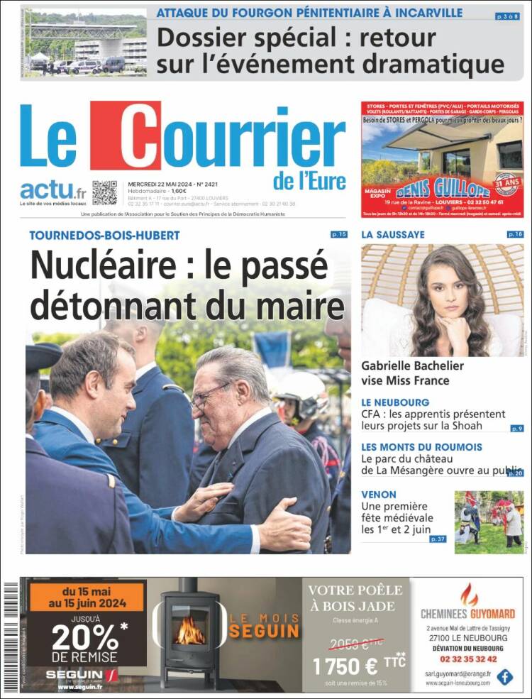 Portada de Le Courrier de l'Ouest (Francia)