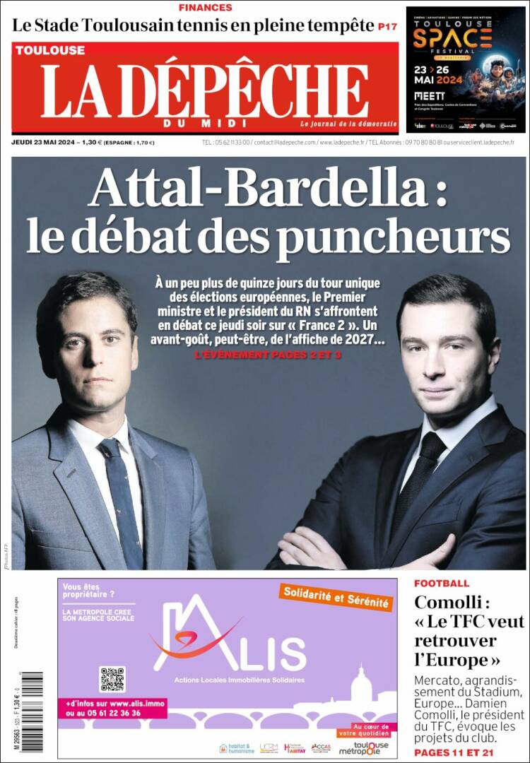 Portada de La Dépêche du Midi (Francia)