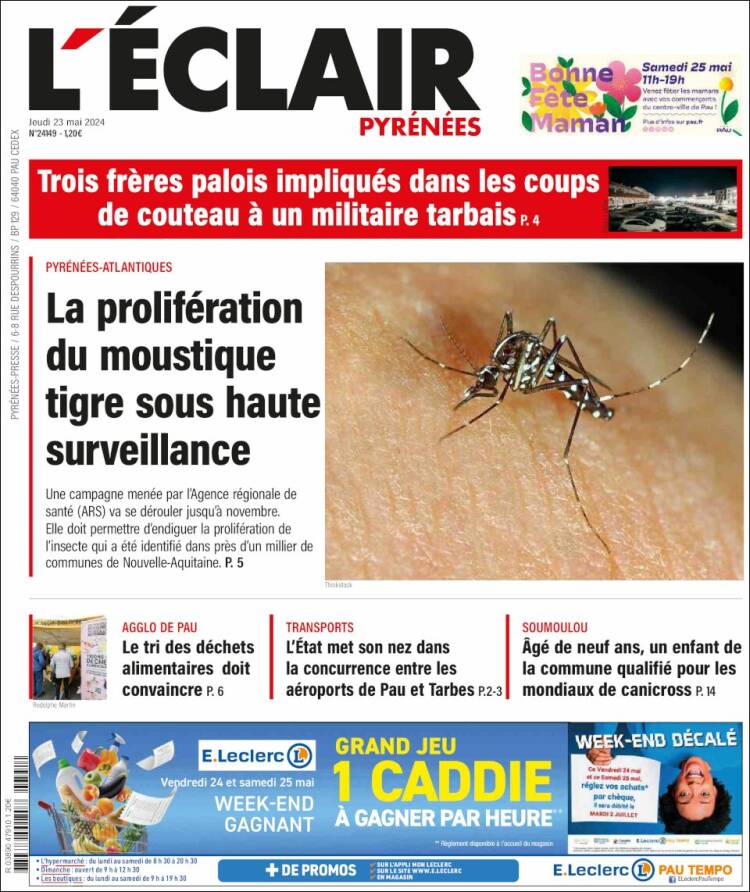 Portada de L'Eclair des Pyrénées (Francia)
