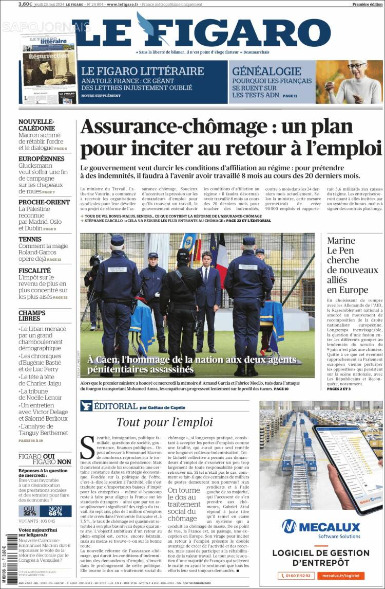 Portada de Le Figaro (Francia)