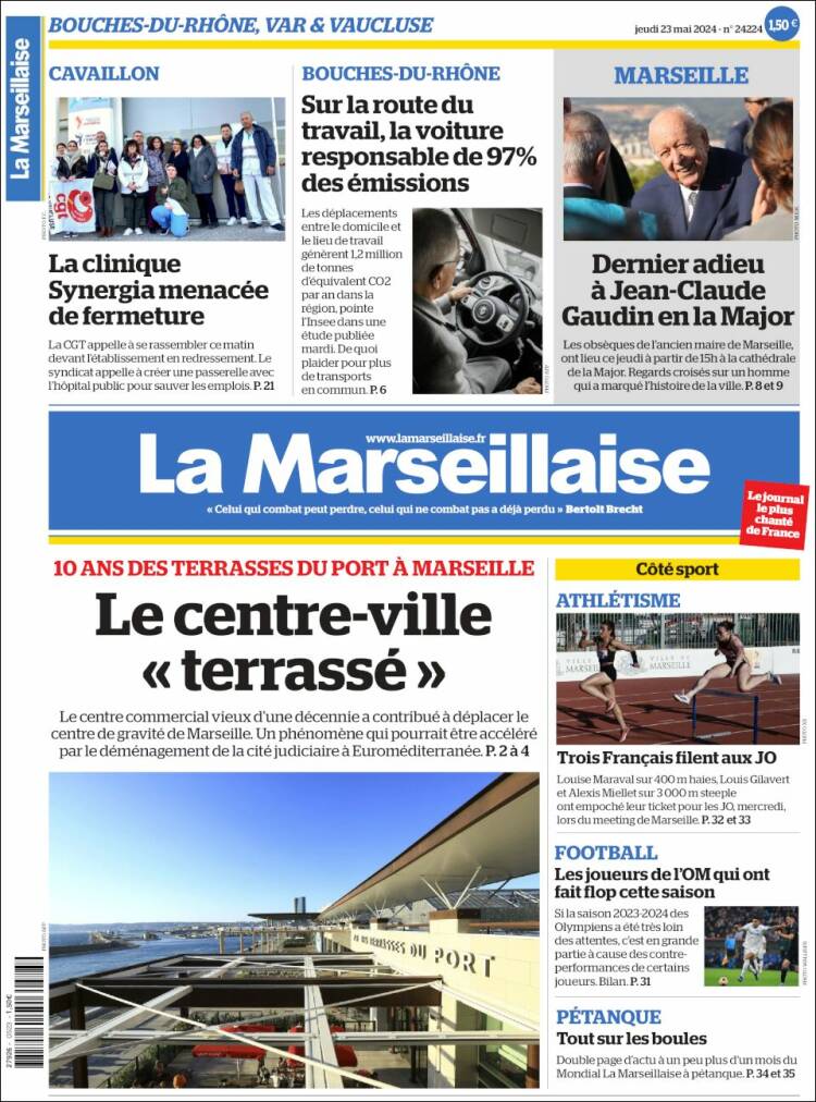 Portada de La Marseillaise (Francia)