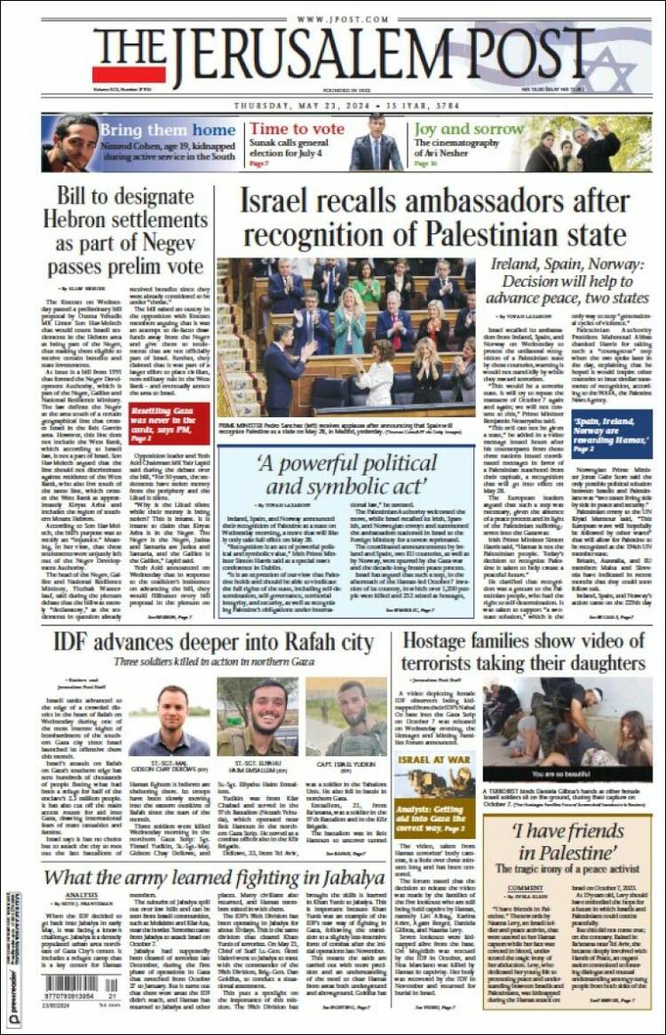 Portada de The Jerusalem Post (Israel)