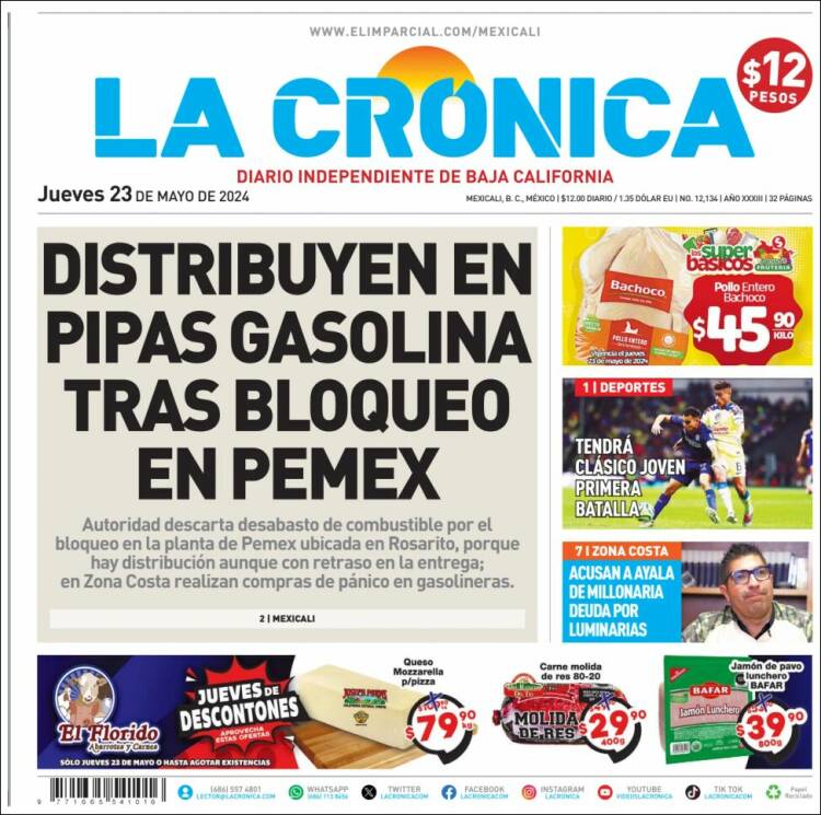 Portada de La Crónica de Baja California (M&eacute;xico)