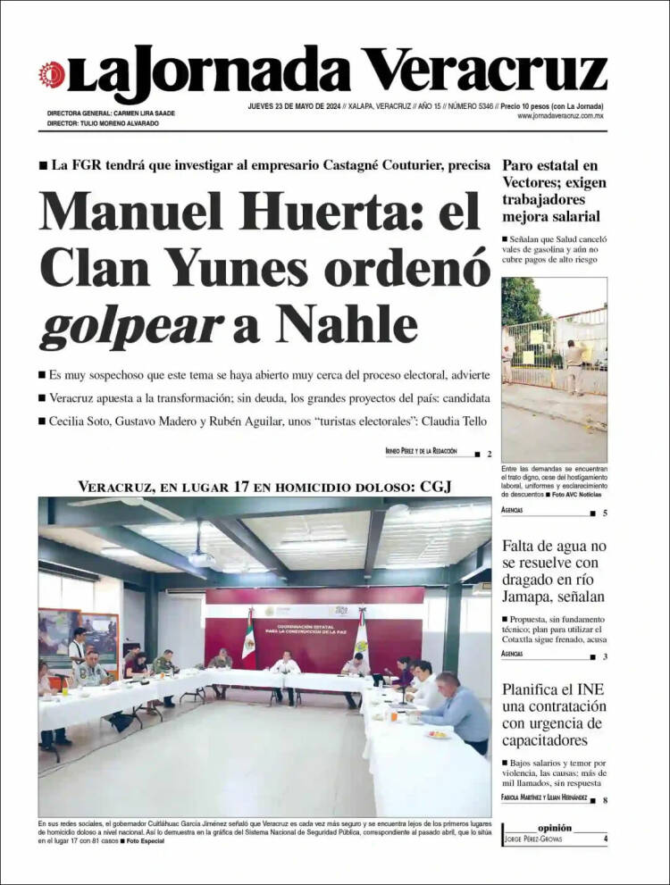 Portada de La Jornada Veracruz (M&eacute;xico)