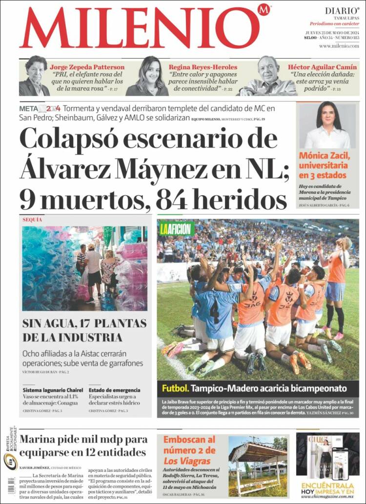 Portada de Milenio - Tamaulipas (M&eacute;xico)