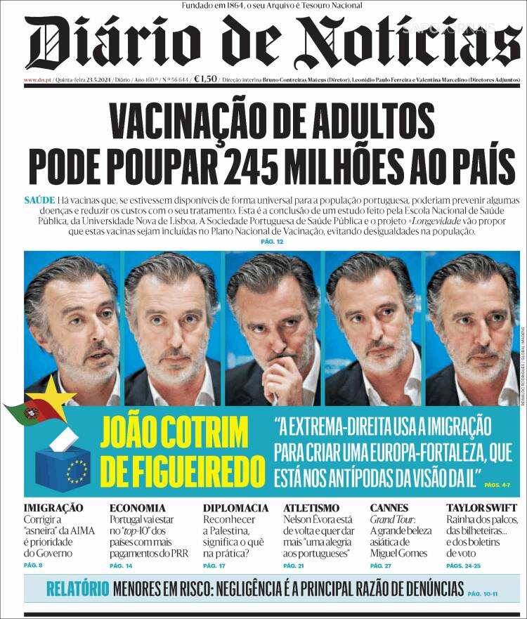 Portada de Diário de Noticias (Portugal)
