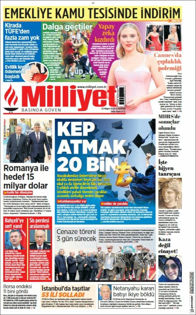 Portada de Milliyet (Turqu&iacute;a)