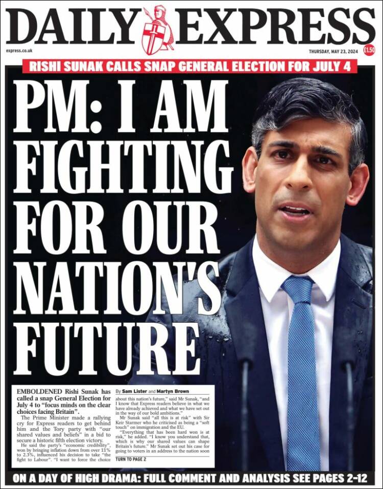 Portada de Daily Express (Reino Unido)