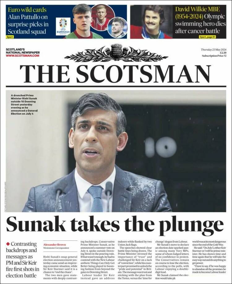 Portada de The Scotsman (Reino Unido)