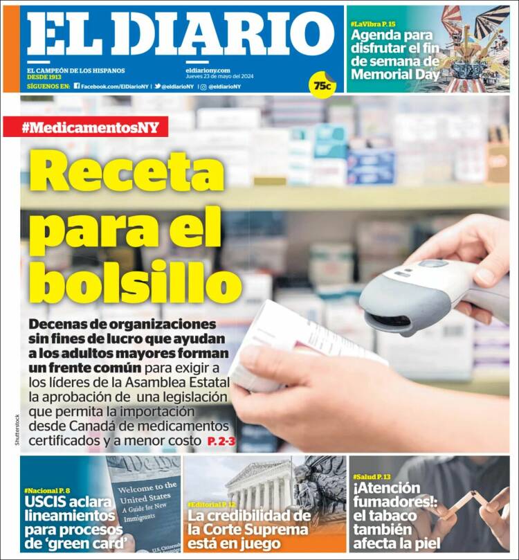 Portada de El Diario NY (USA)