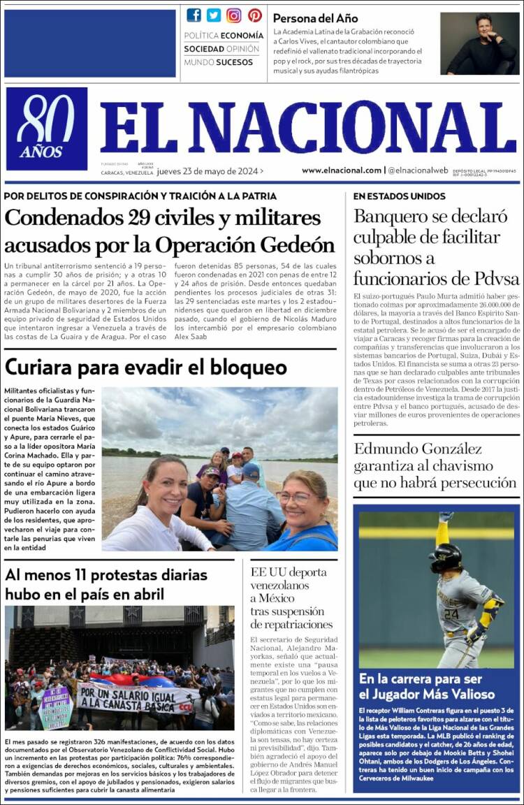 Portada de El Nacional (Venezuela)