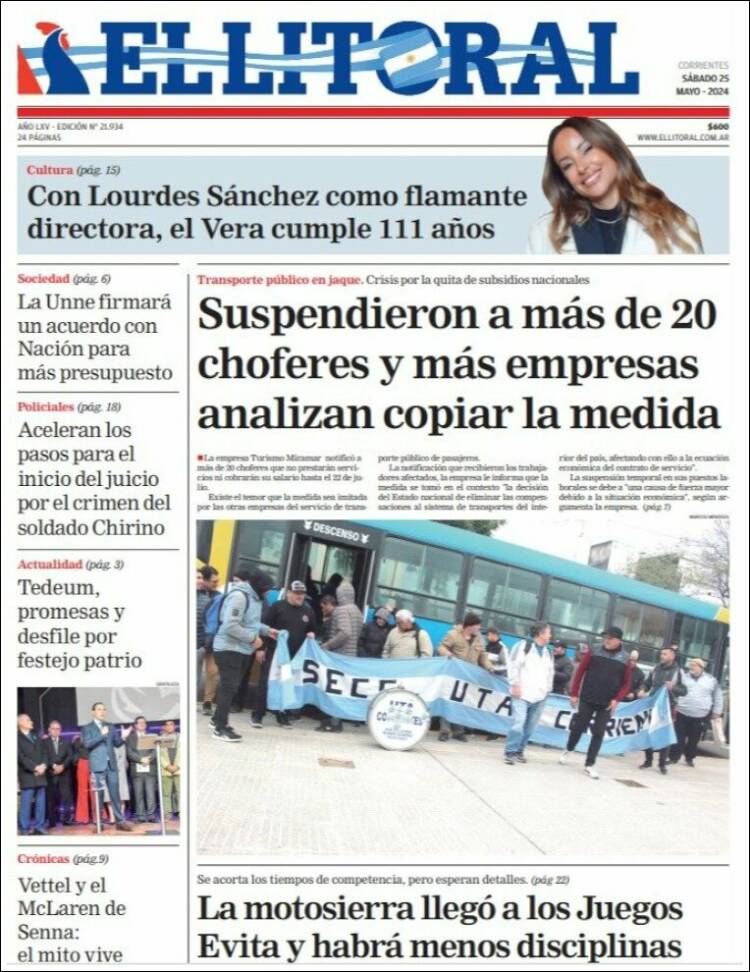 Portada de El Litoral Corrientes (Argentina)